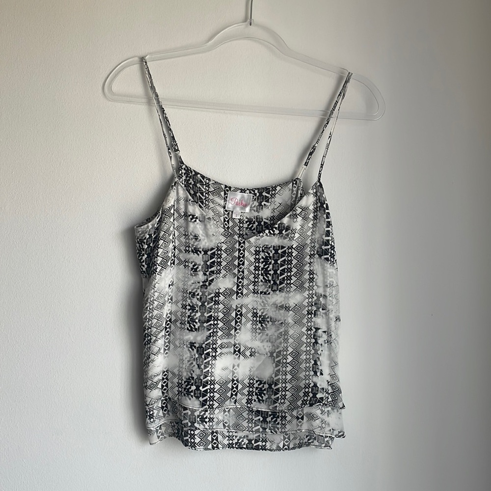 PARKER Silk Pattern Flowy Tank Top Blouse